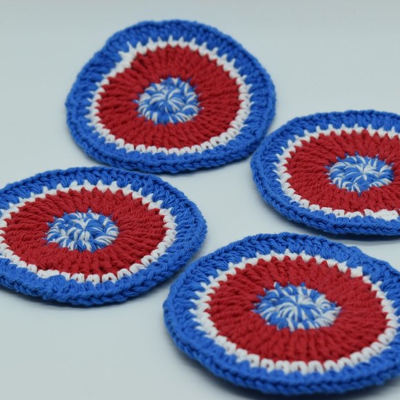 Handcrafted Independence Day Crochet Coasters Set of Four - Picture 5 of 5